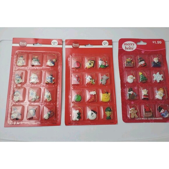 Vintage New Old Stock Mini Christmas Tree Ornaments CVS Merry Brite Best Value - Picture 2 of 13